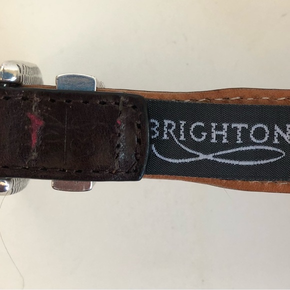 Red, brown, tan and black Brighton leather belt silver buckle Size 30 - Picture 4 of 5